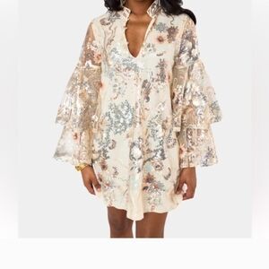 Buddy Love Cream and Blue Sequin Dress